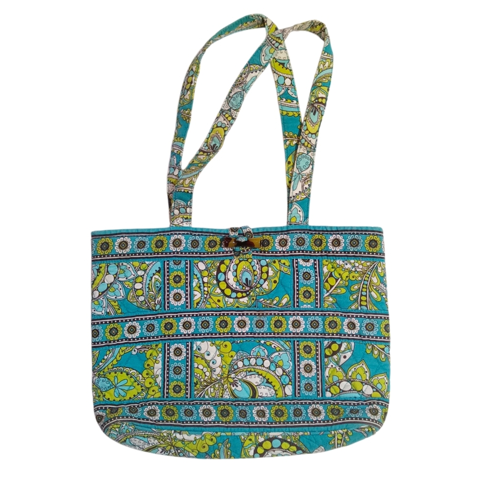 Vera Bradley Teal & Lime Paisley Quilted Tote